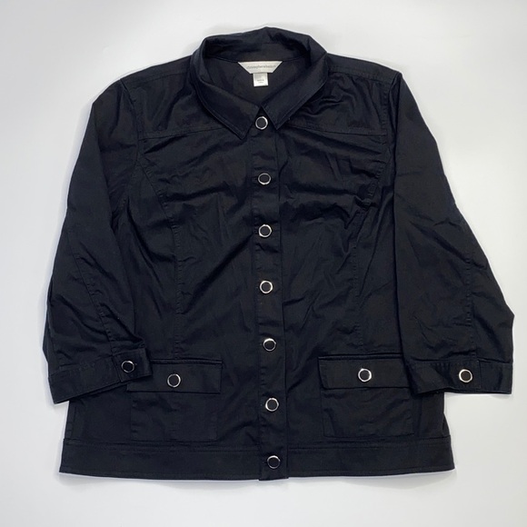 Christopher & Banks Black Button Blazer Jacket Large - Picture 1 of 9